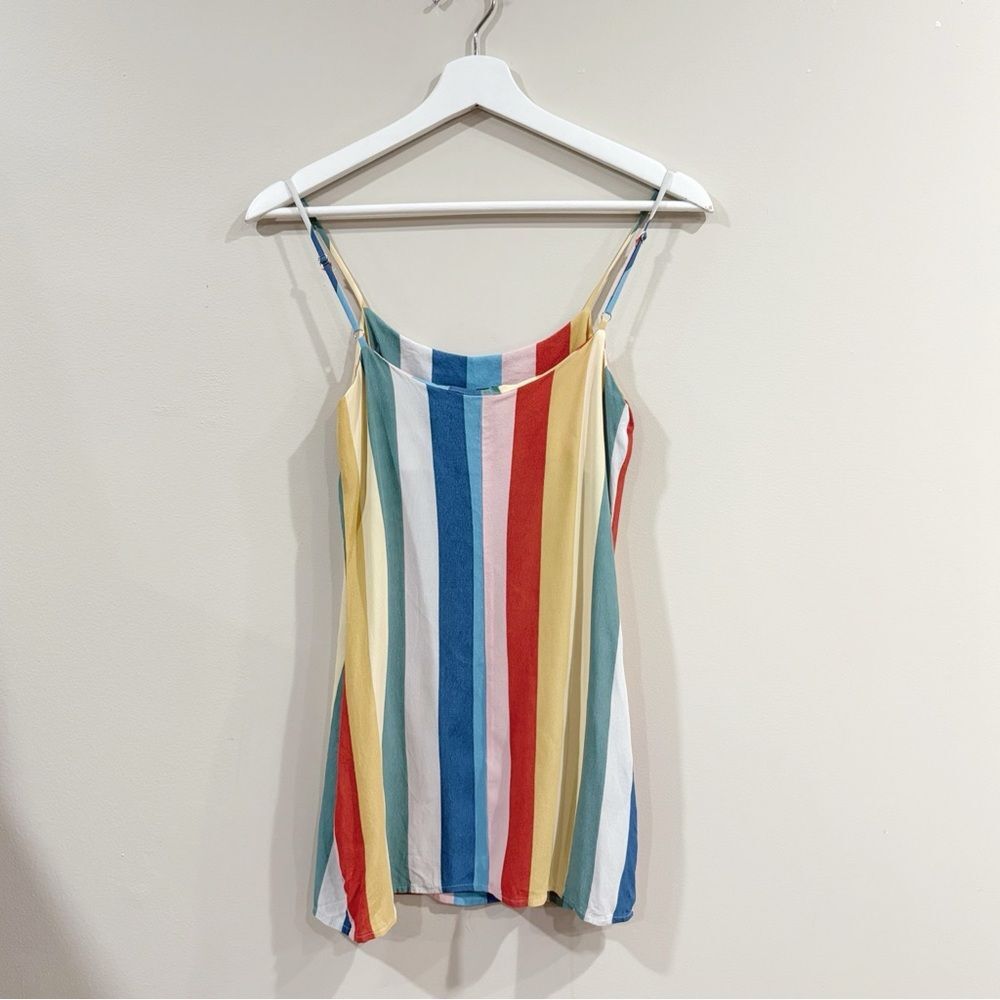 Reformation Lindsay Dress Women 0 Rainbow Stripe Viscose Retro Chic Summer - Picture 9 of 9